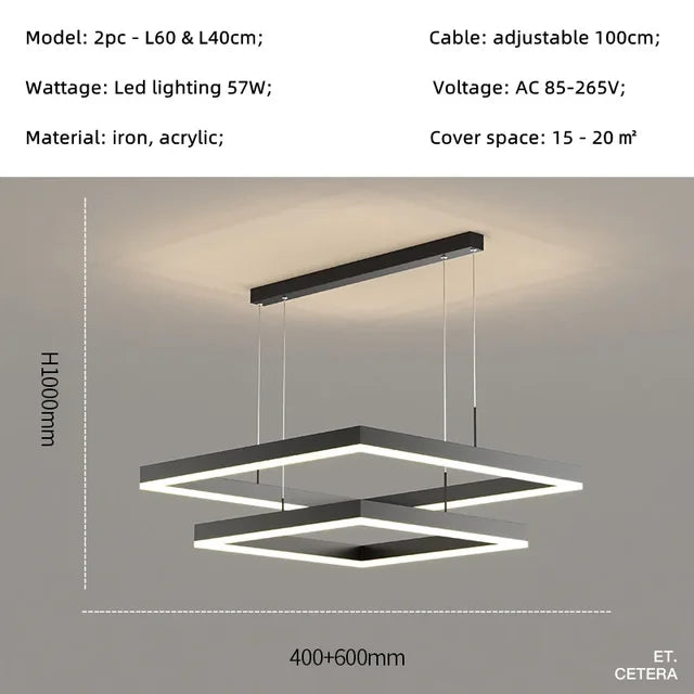 Stropná štvorcová lampa Zubenelgenubi