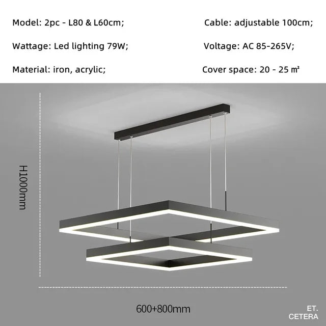 Stropná štvorcová lampa Zubenelgenubi