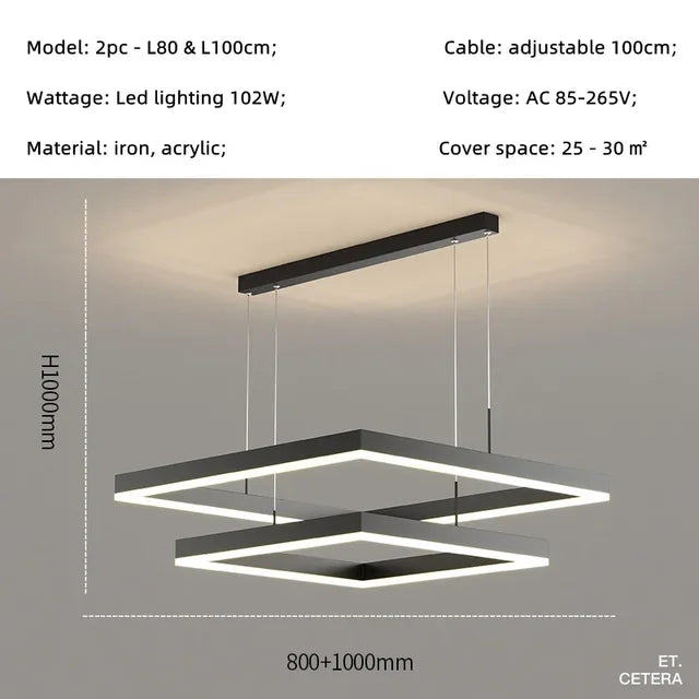 Stropná štvorcová lampa Zubenelgenubi
