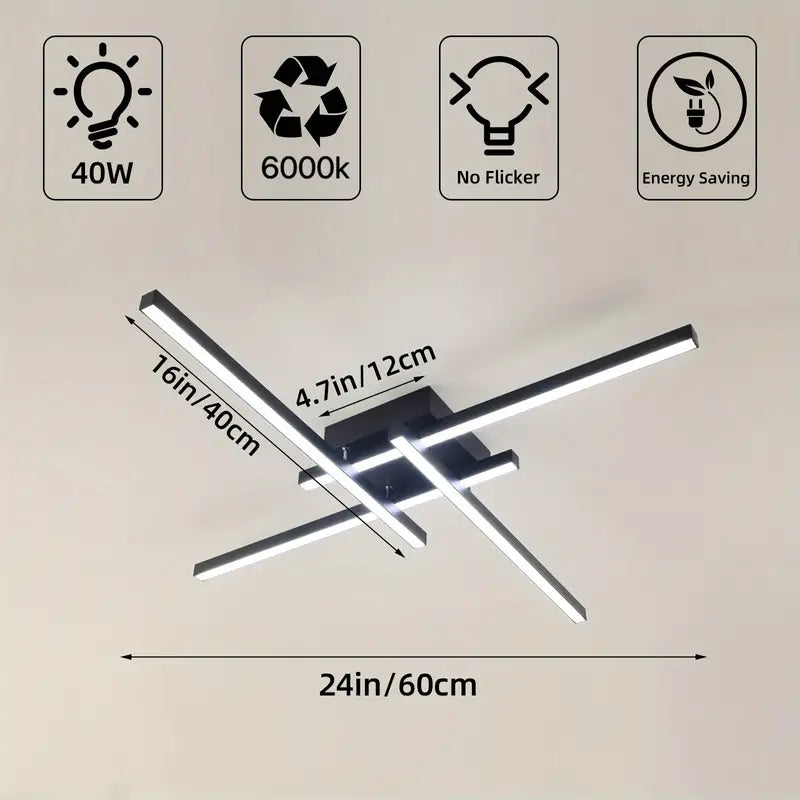 Modern LED ceiling lamp in the shape of a cross