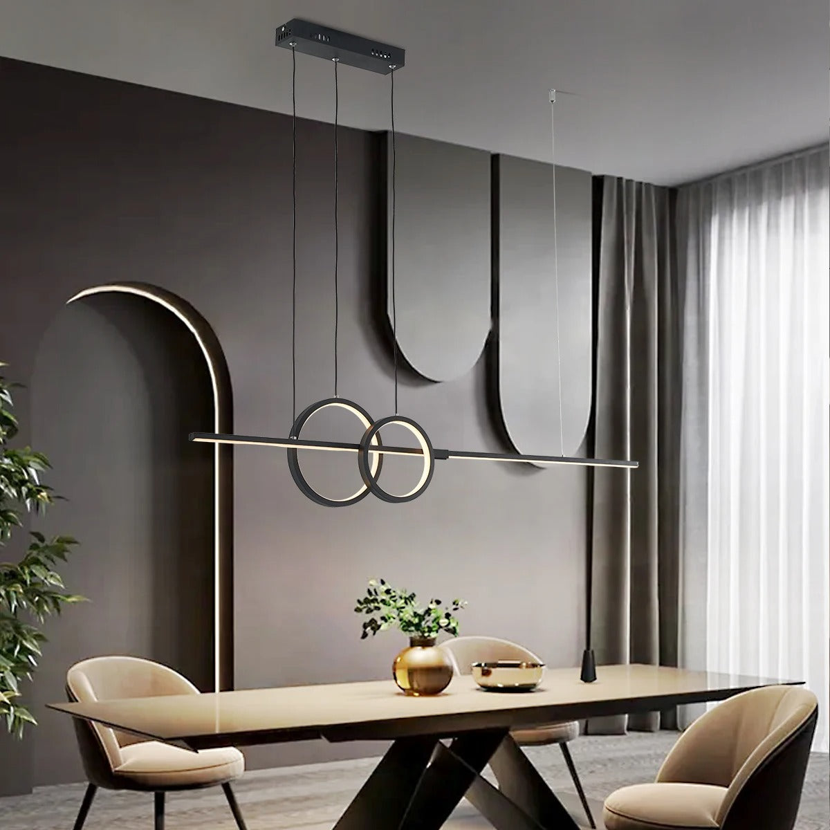 Elegantná vodorovná lampa s kruhmi