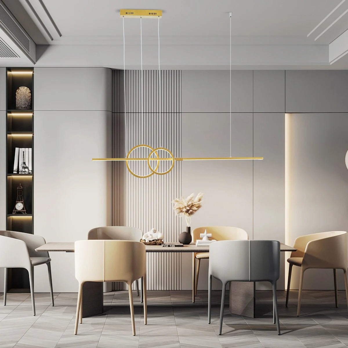 Elegantná vodorovná lampa s kruhmi