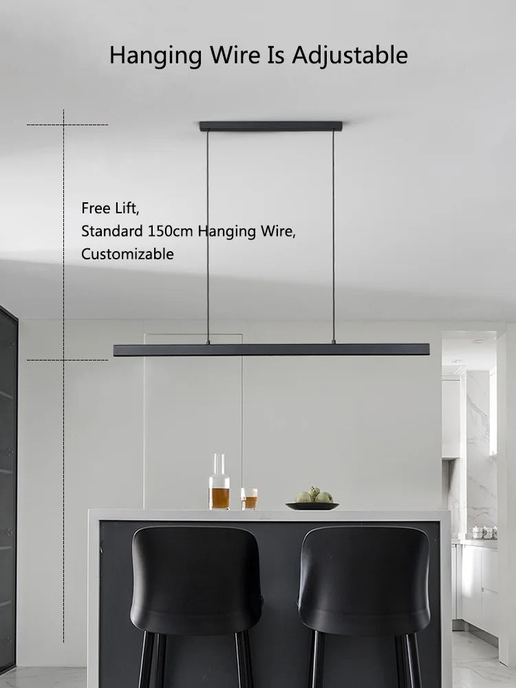 Dlhá moderná jedálenská lampa