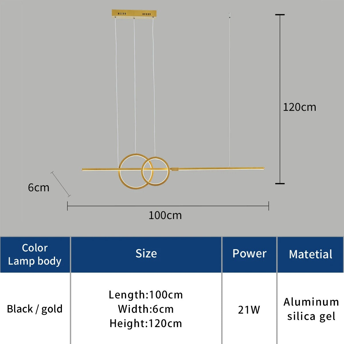 Elegantná vodorovná lampa s kruhmi