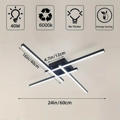 Modern LED ceiling lamp in the shape of a cross